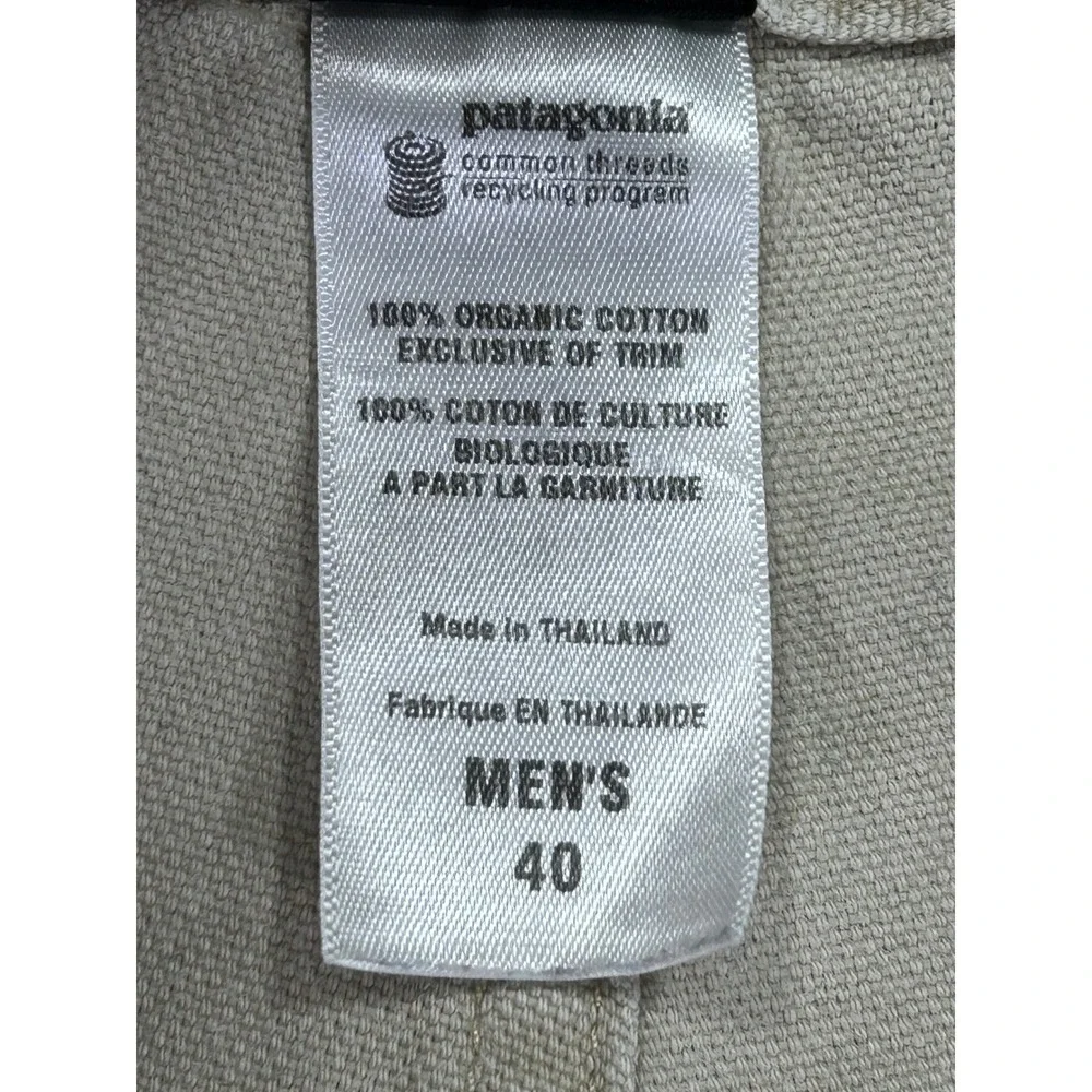 PATAGONIA Men's 40 Khaki Chino Pants Light Canvas Organic Cotton Work‎ Outdoor
